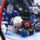Gabriel Landeskog does his best impression of a puck during the Lightning’s 6-2 win over the Avs on Sunday night.